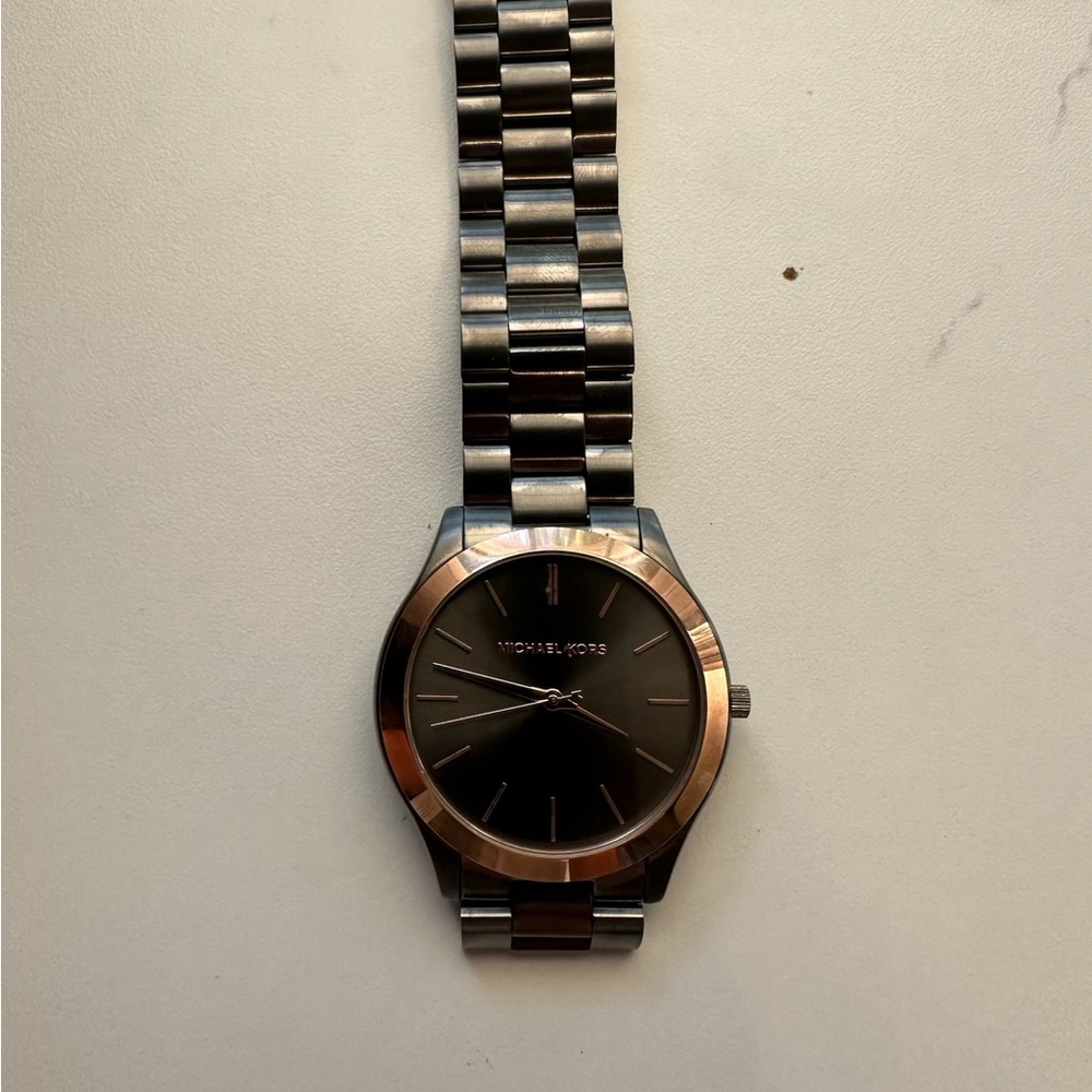 Michael Kors Runway Gray and Rose Gold Slim Watch - Picture 3 of 3